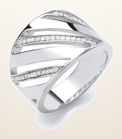 IT_ROLE:detail_crop | Silver Cubic Zirconia Fancy Ring