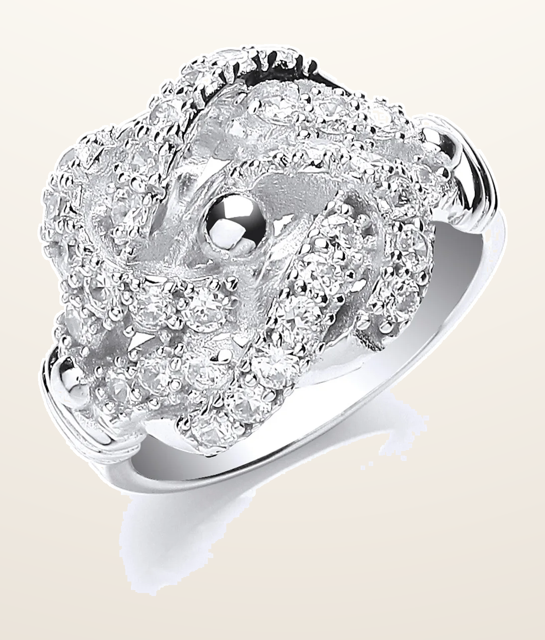IT_ROLE:detail_crop | Silver Cubic Zirconia Knot Gents Ring