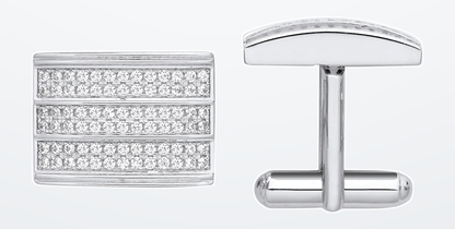 IT_ROLE:detail_crop | Silver Cubic Zirconia Rectangle Cufflinks