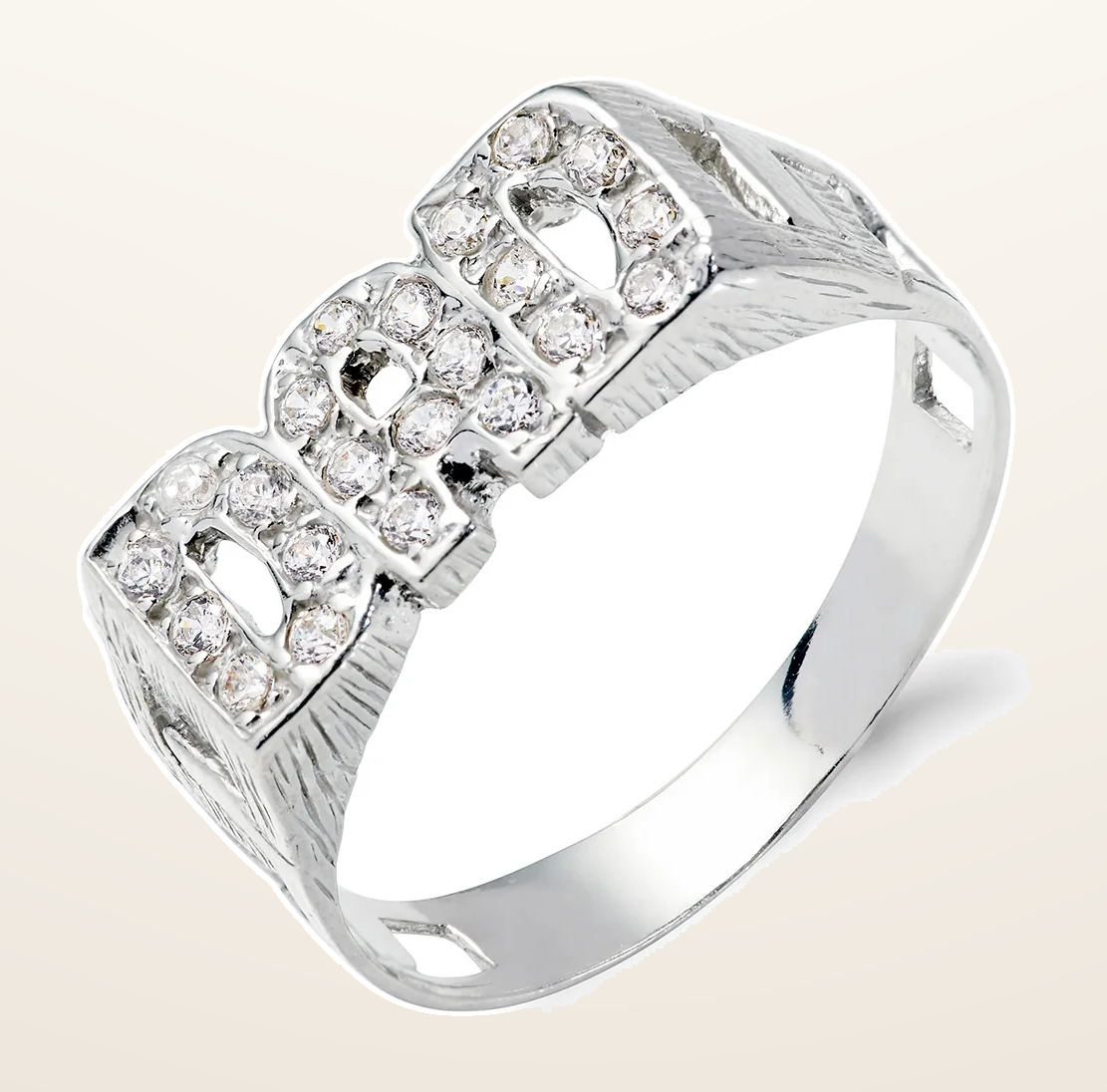 IT_ROLE:detail_crop | Silver Dad Cubic Zirconia ID Side Ring