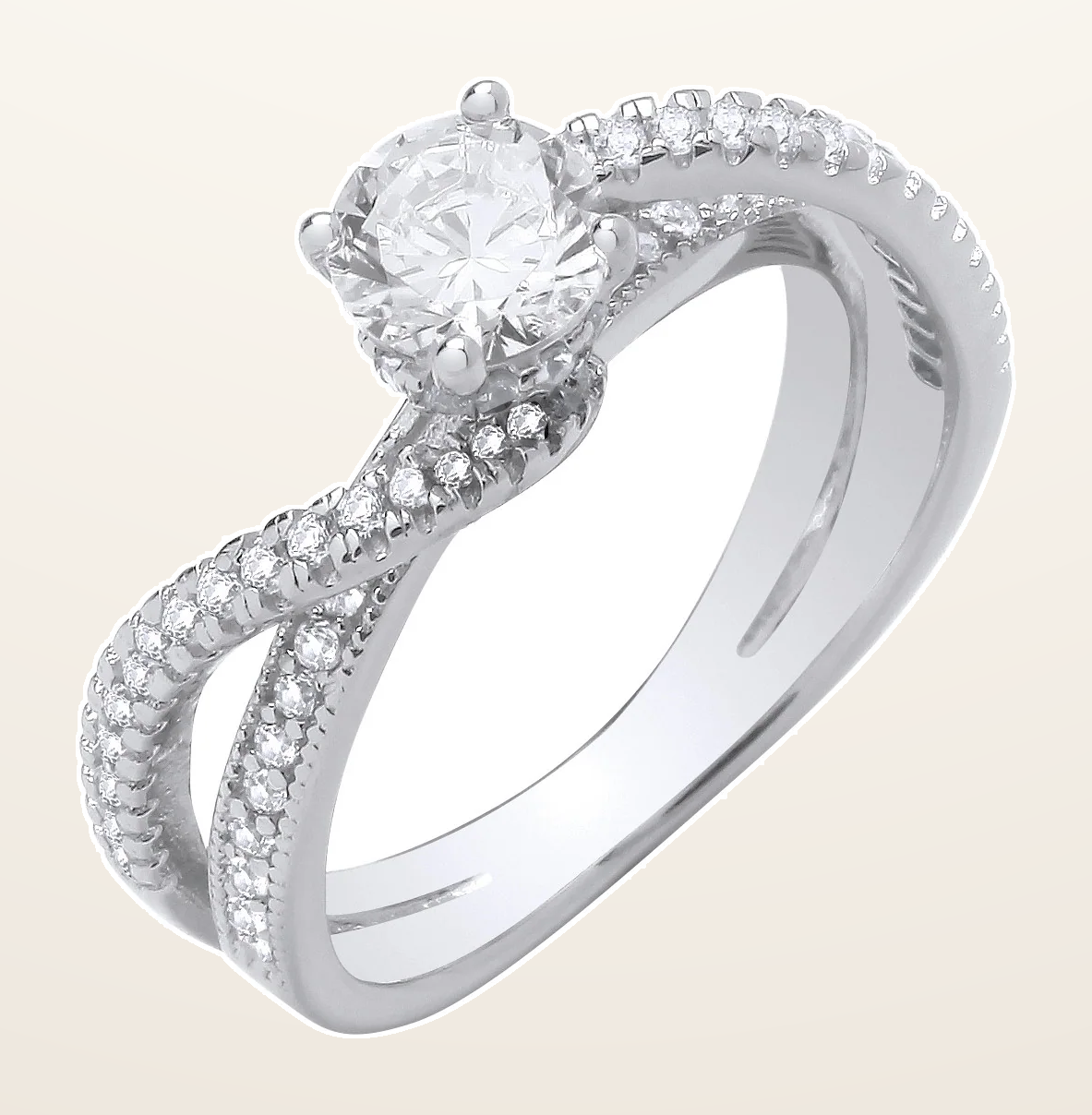 IT_ROLE:detail_crop | Silver Entwined Split Shank Solitaire Ring