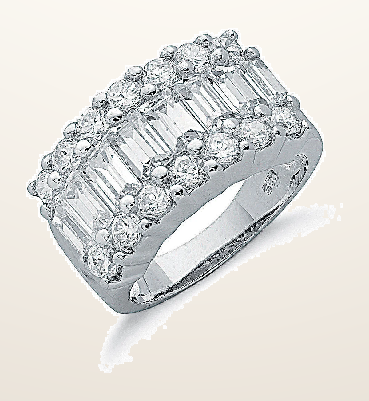 IT_ROLE:detail_crop | Silver Fancy Cubic Zirconia Half Eternity Ring