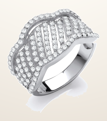 IT_ROLE:detail_crop | Silver Fancy Wavy Cubic Zirconia Ring