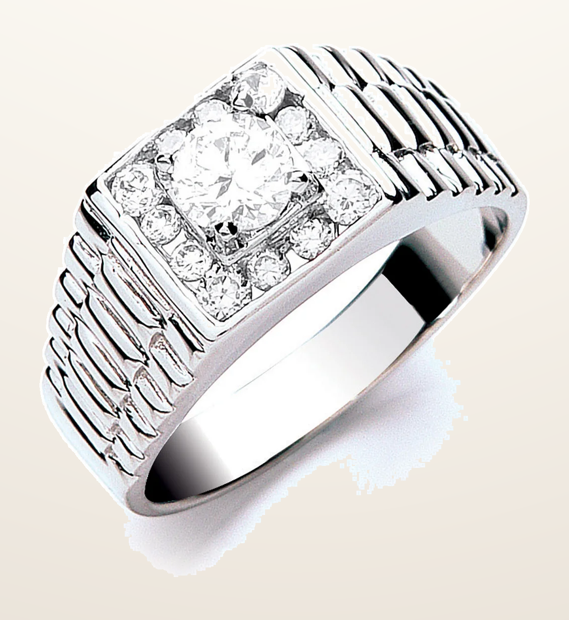 IT_ROLE:detail_crop | Silver Gents Cubic Zirconia Ring