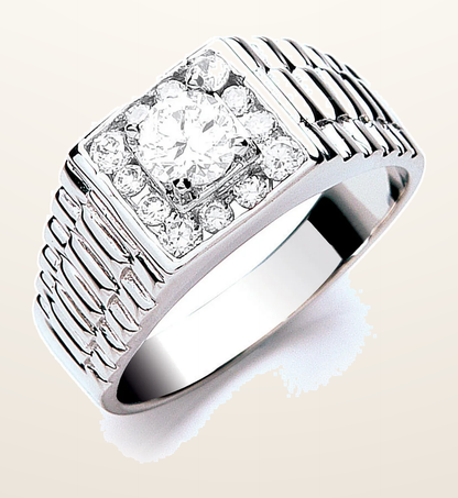 IT_ROLE:detail_crop | Silver Gents Cubic Zirconia Ring