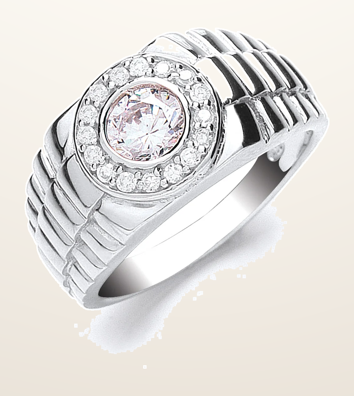 IT_ROLE:detail_crop | Silver Gents Cubic Zirconia Ring