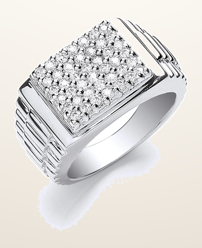 IT_ROLE:detail_crop | Silver Gents Square Top Cubic Zirconia Ring