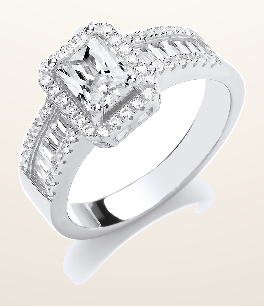 IT_ROLE:detail_crop | Silver Half ET, Emerald Centre Cubic Zirconia Ring