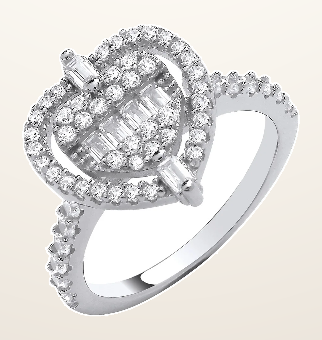 IT_ROLE:detail_crop | Silver Heart Halo Style Ring