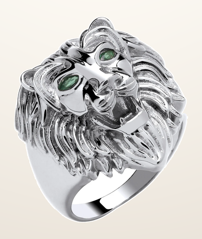 IT_ROLE:detail_crop | Silver Lion Head Gents Ring