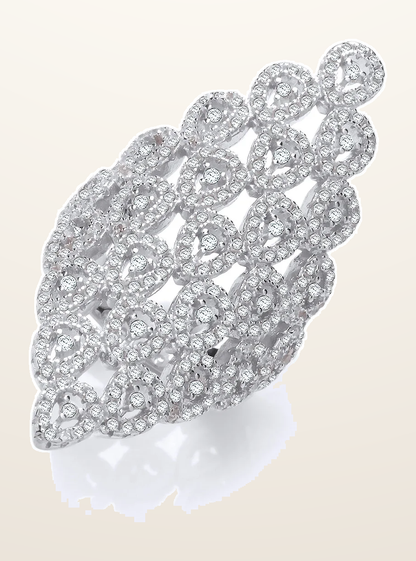 IT_ROLE:detail_crop | Silver Long Diamond Shape Design Cubic Zirconia Ring