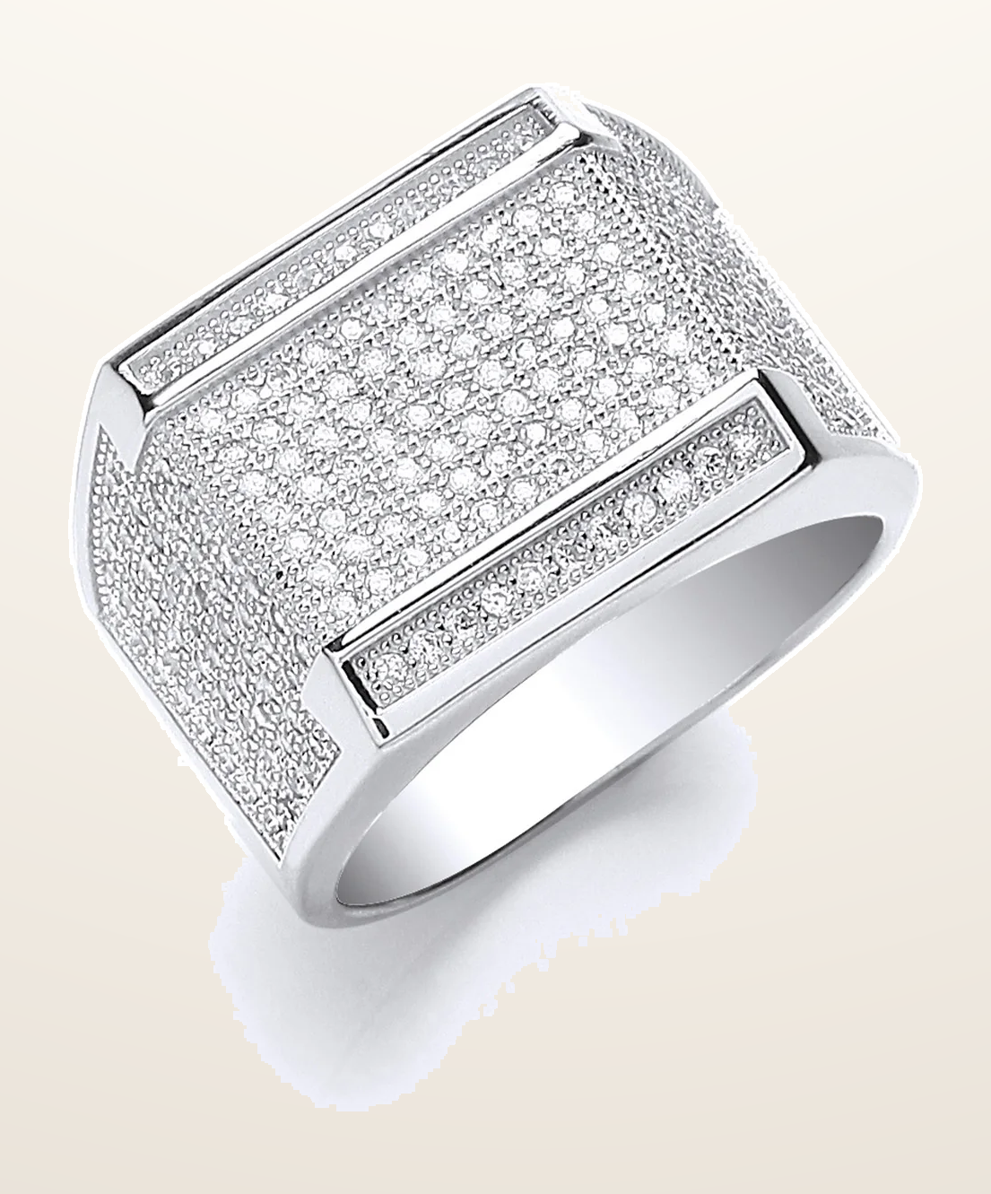 IT_ROLE:detail_crop | Silver Micro Pave' Cubic Zirconia Gents Ring