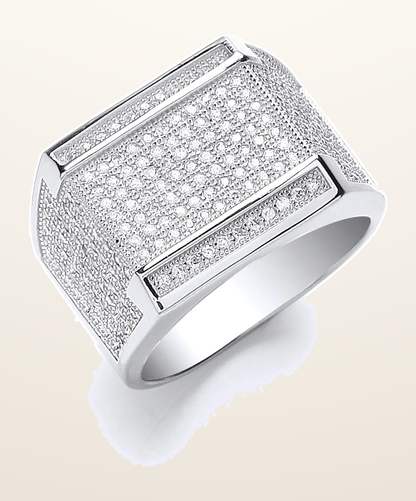 IT_ROLE:detail_crop | Silver Micro Pave' Cubic Zirconia Gents Ring