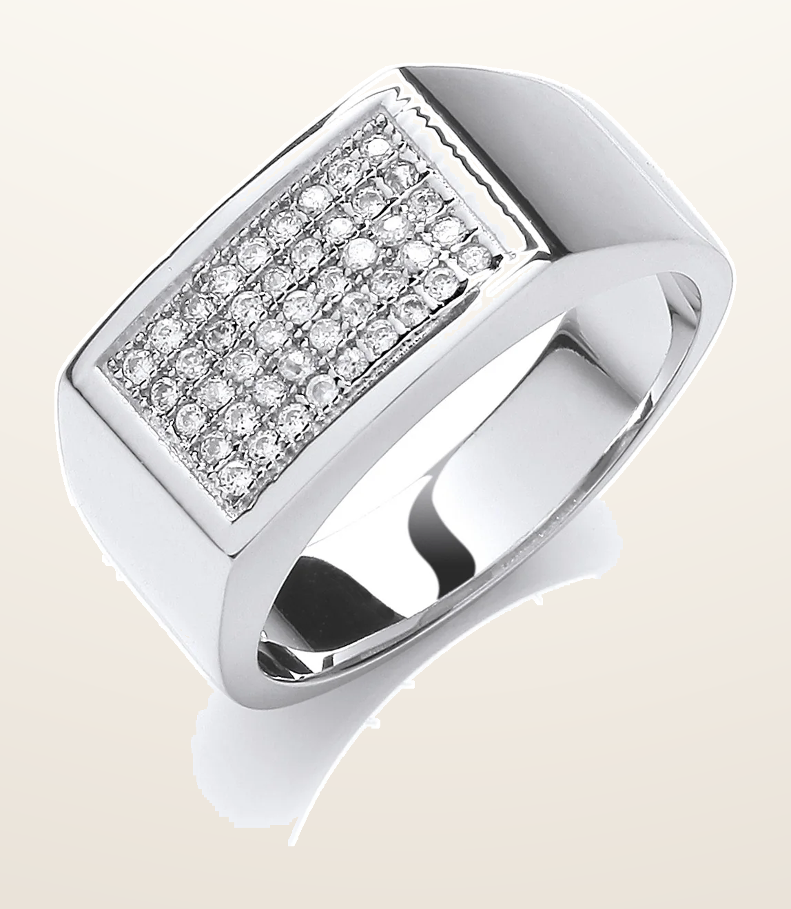 IT_ROLE:detail_crop | Silver Micro-Pave Cubic Zirconia Gents Ring