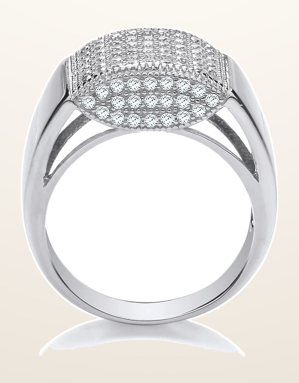 IT_ROLE:detail_crop | Silver Micro-Pave Cubic Zirconia Gents Ring