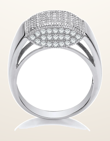 IT_ROLE:detail_crop | Silver Micro-Pave Cubic Zirconia Gents Ring