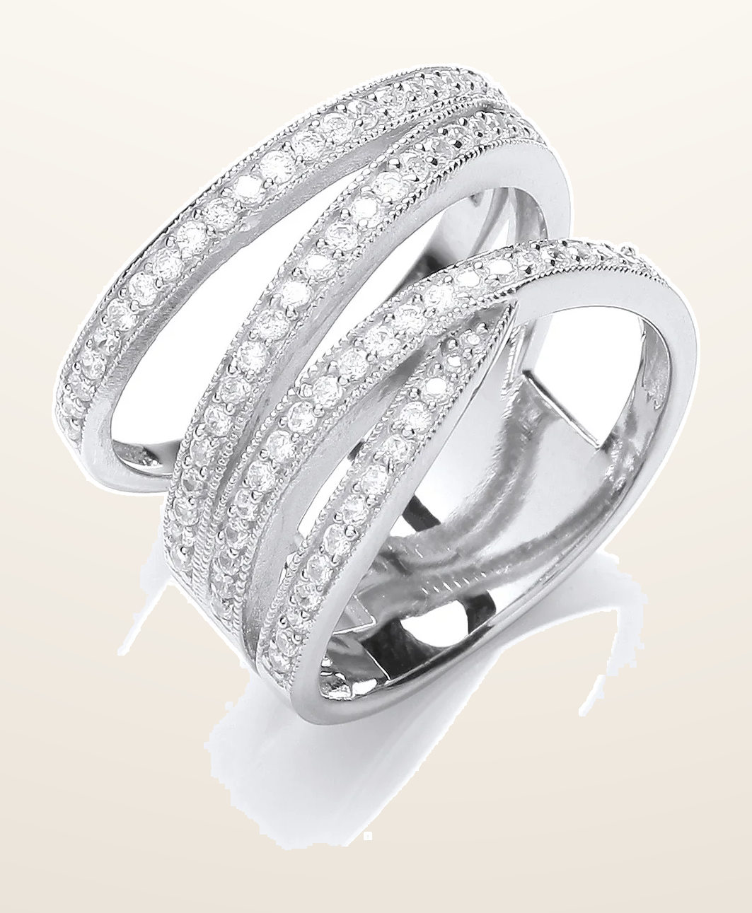 IT_ROLE:detail_crop | Silver Micro-Pave Multi Band Cubic Zirconia Ring