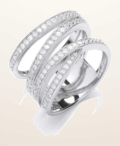 IT_ROLE:detail_crop | Silver Micro-Pave Multi Band Cubic Zirconia Ring
