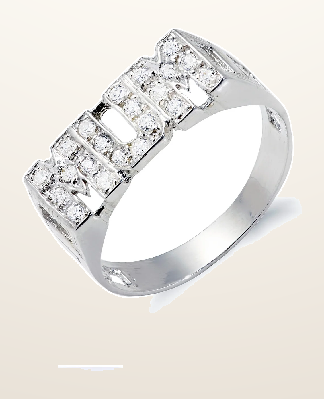 IT_ROLE:detail_crop | Silver MUM Cubic Zirconia ID Side Ring
