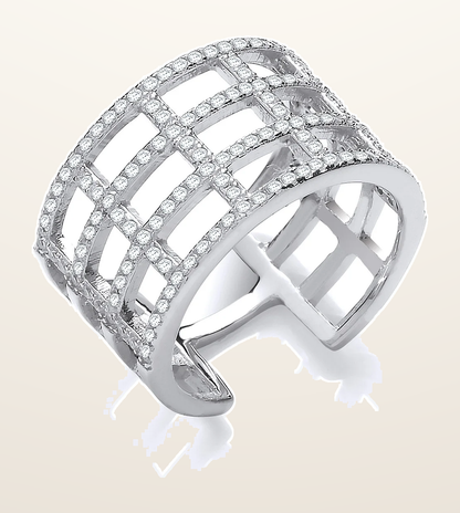 IT_ROLE:detail_crop | Silver Open Rectangular Designs Cubic Zirconia Ring
