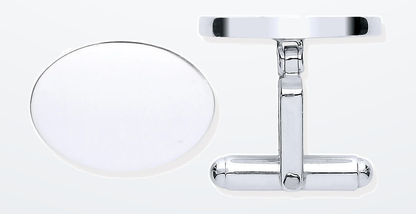 IT_ROLE:detail_crop | Silver Plain Oval Cufflinks