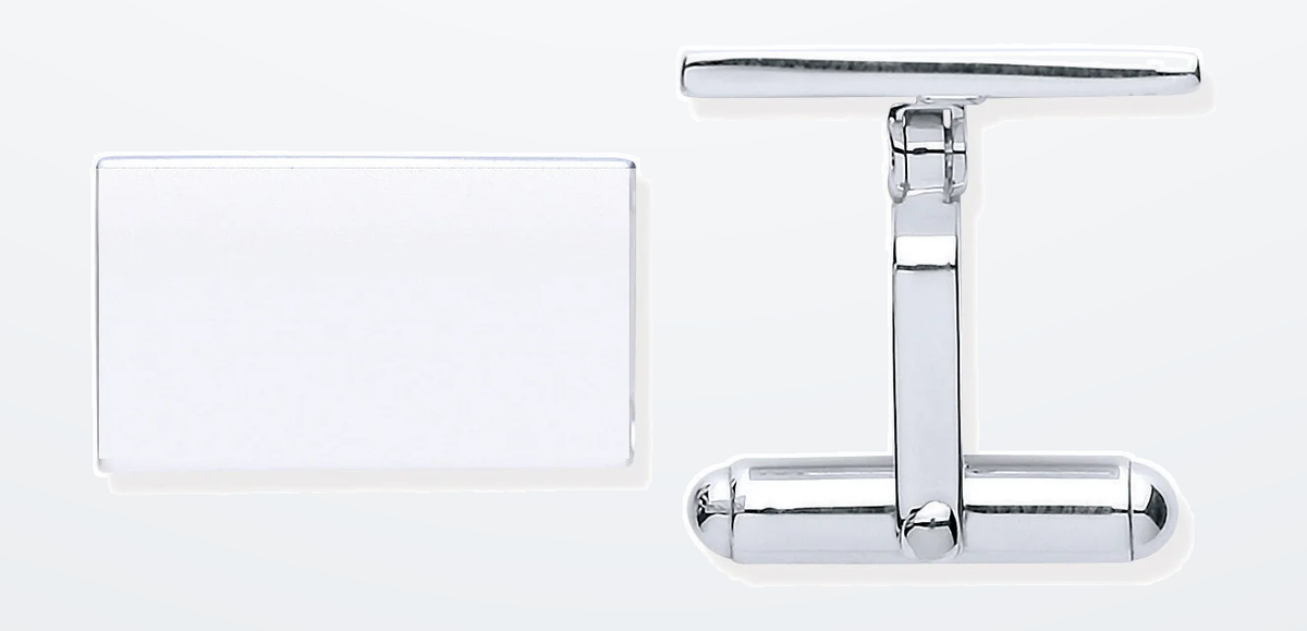 IT_ROLE:detail_crop | Silver Plain Rectangle Cufflinks