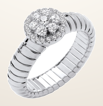 IT_ROLE:detail_crop | Silver Ribbed Link Cubic Zirconia Cluster Ring