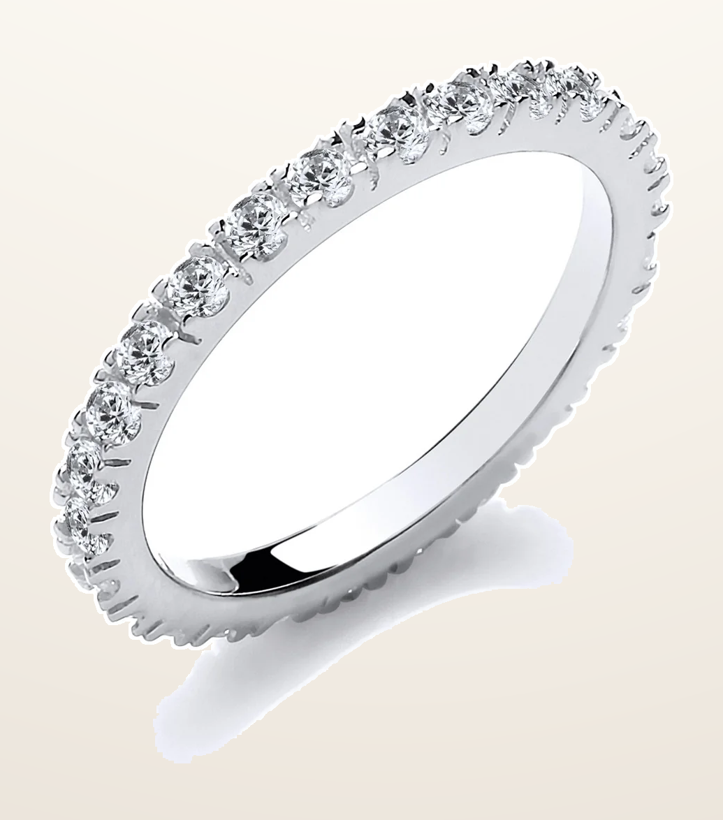 IT_ROLE:detail_crop | Silver Round Cubic Zirconia Full ET Single Row Ring
