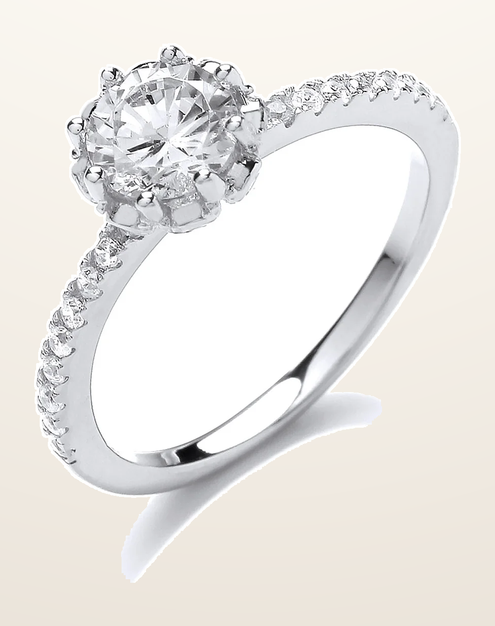 IT_ROLE:detail_crop | Silver Solitare Cubic Zirconia Ring