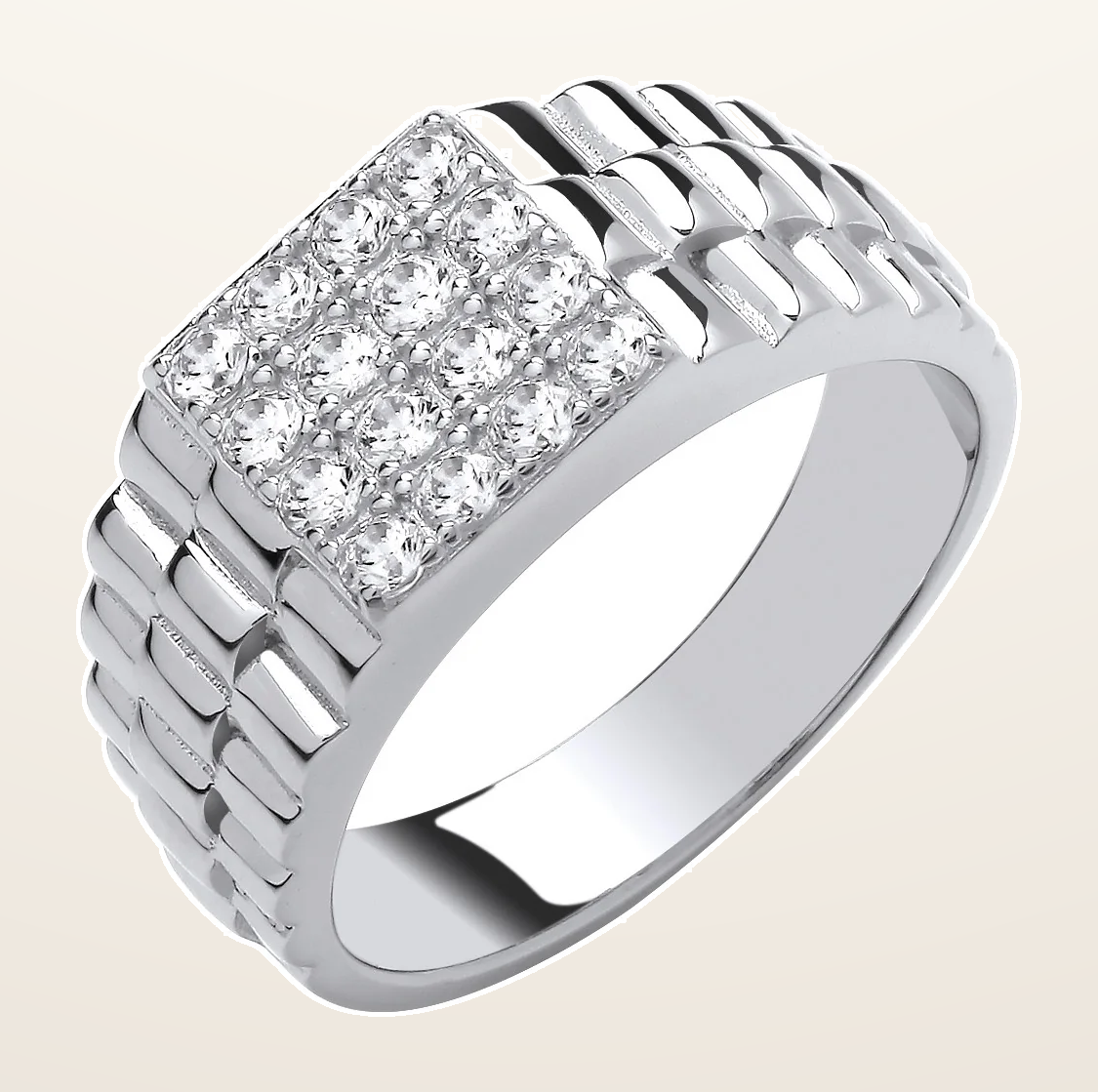 IT_ROLE:detail_crop | Silver Square Top Gents Cubic Zirconia Ring