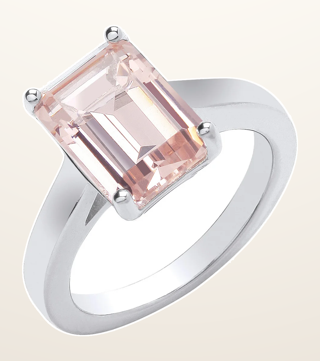 IT_ROLE:detail_crop | Silver Synthetic Morganite Ring
