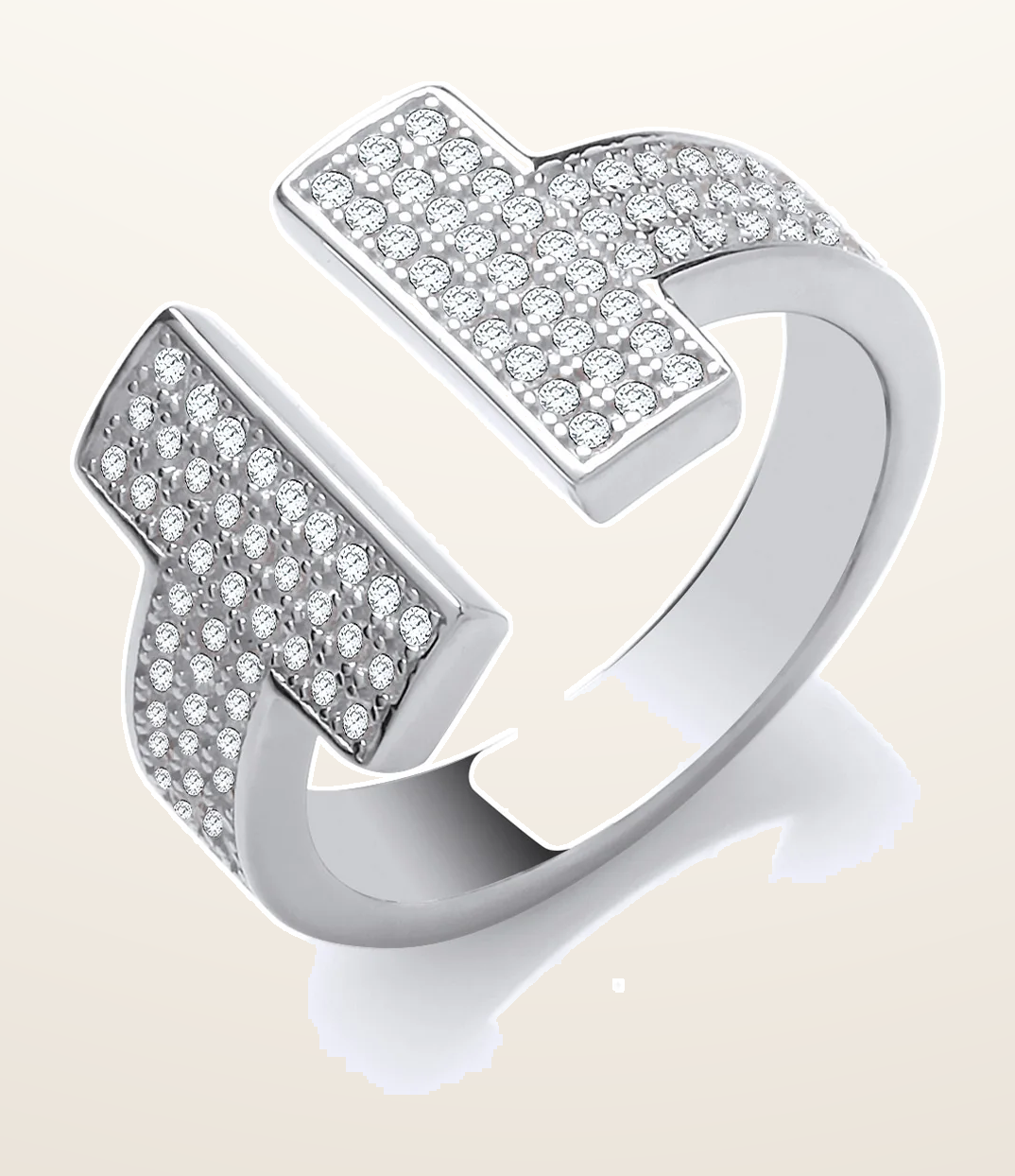 IT_ROLE:detail_crop | Silver T-Bar Cubic Zirconia Ring