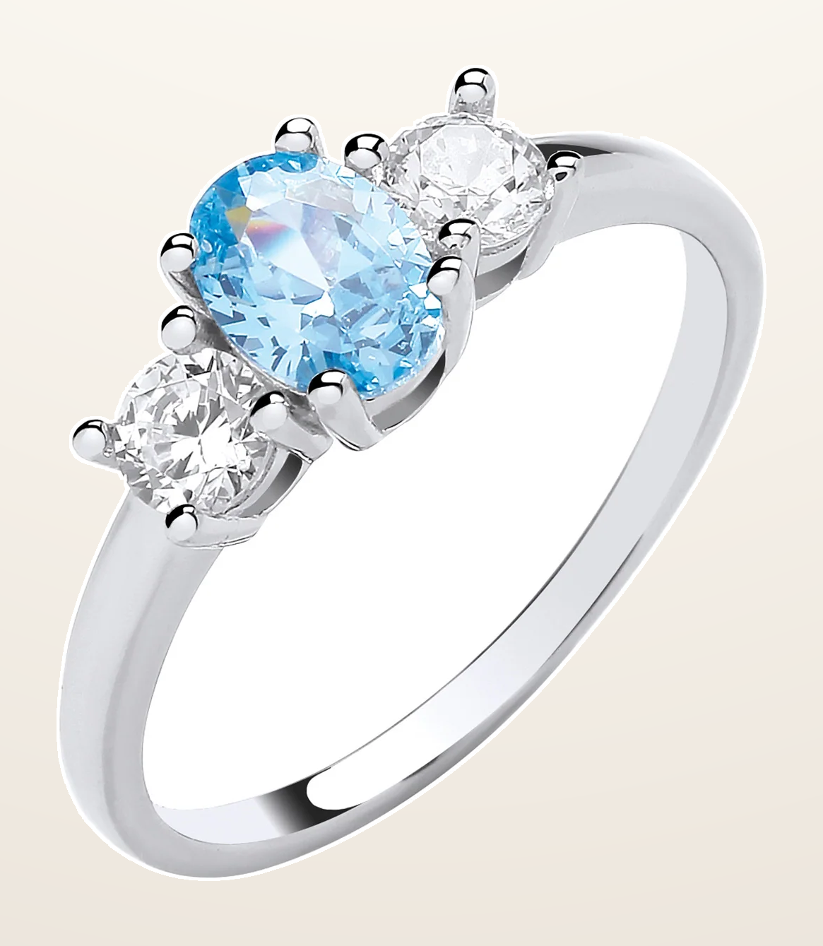 IT_ROLE:detail_crop | Silver Trilogy Ring Clear Round & Oval Aquamarine Blue Cubic Zirconias