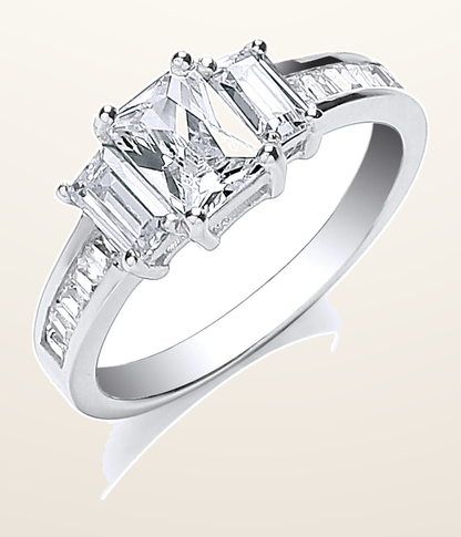 IT_ROLE:detail_crop | Silver Trilogy with Baguettes Cubic Zirconia & on Shoulder Ring