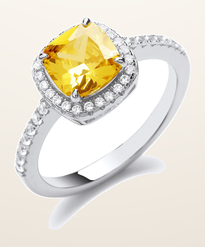 IT_ROLE:detail_crop | Silver Yellow Cubic Zirconia Ring