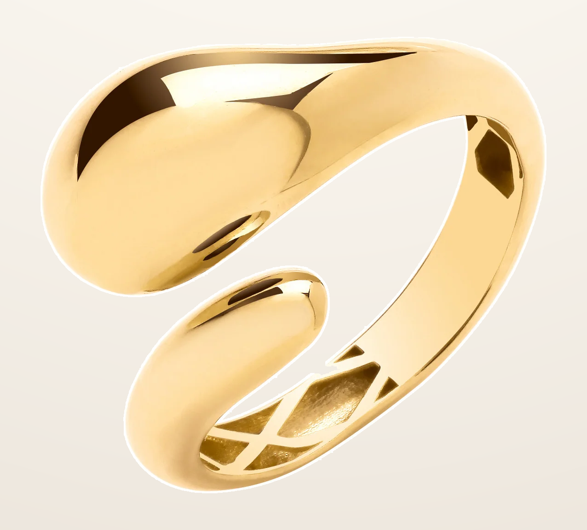 IT_ROLE:detail_crop | Yellow Gold Cross Over, Teardrop Ladies Ring