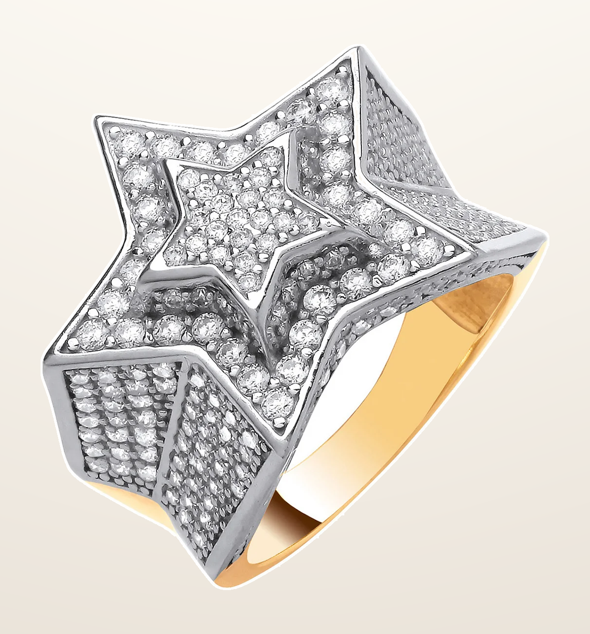 IT_ROLE:detail_crop | Yellow Gold Cubic Zirconia 3D Star Ring