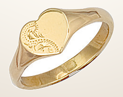 IT_ROLE:detail_crop | Yellow Gold Heart Engraved Maiden Signet Ring