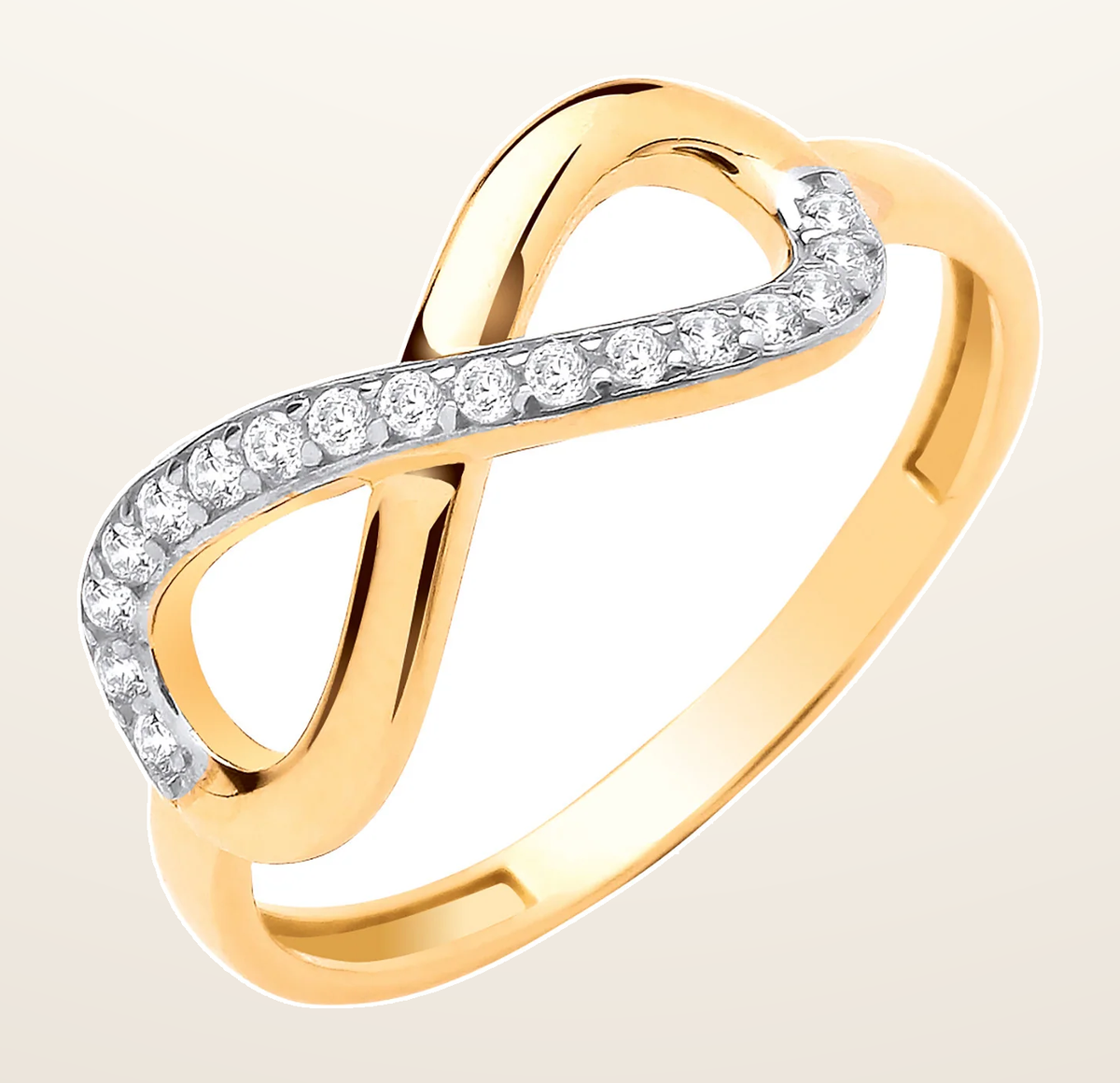 IT_ROLE:detail_crop | Yellow Gold Infinity Cubic Zirconia Ladies Ring