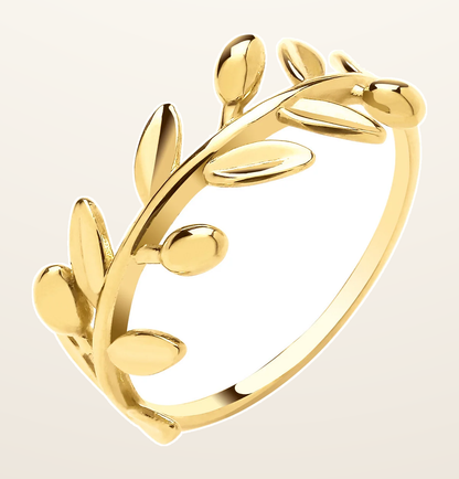 IT_ROLE:detail_crop | Yellow Gold Leaf with Olives Ladies Ring