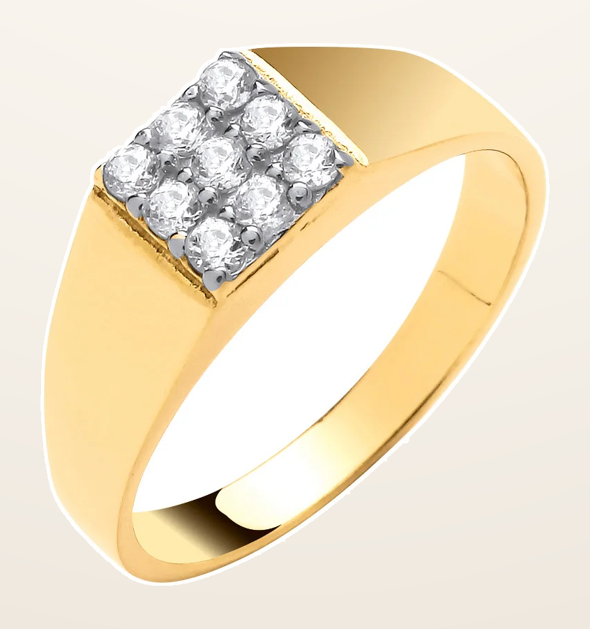 IT_ROLE:detail_crop | Yellow Gold Square Top Cubic Zirconia Baby/Child Ring