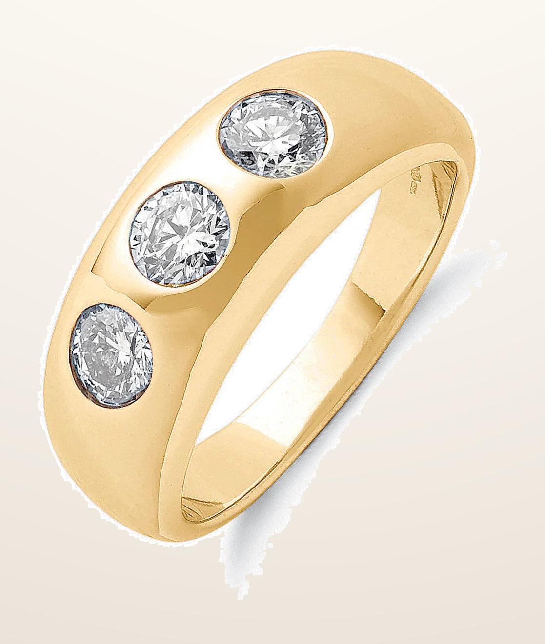 IT_ROLE:detail_crop | 18ct Yellow Gold 1.00ct Gents 3 Stone Diamond Band