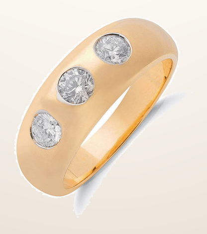 IT_ROLE:detail_crop | 9ct Yellow Gold 1.00ct Gents 3 Stone Diamond Band
