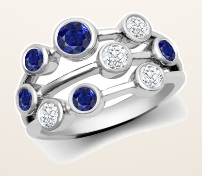 IT_ROLE:detail_crop | 18ct White Gold 1.00cts Natural Diamond 3 Row Bubble Ring