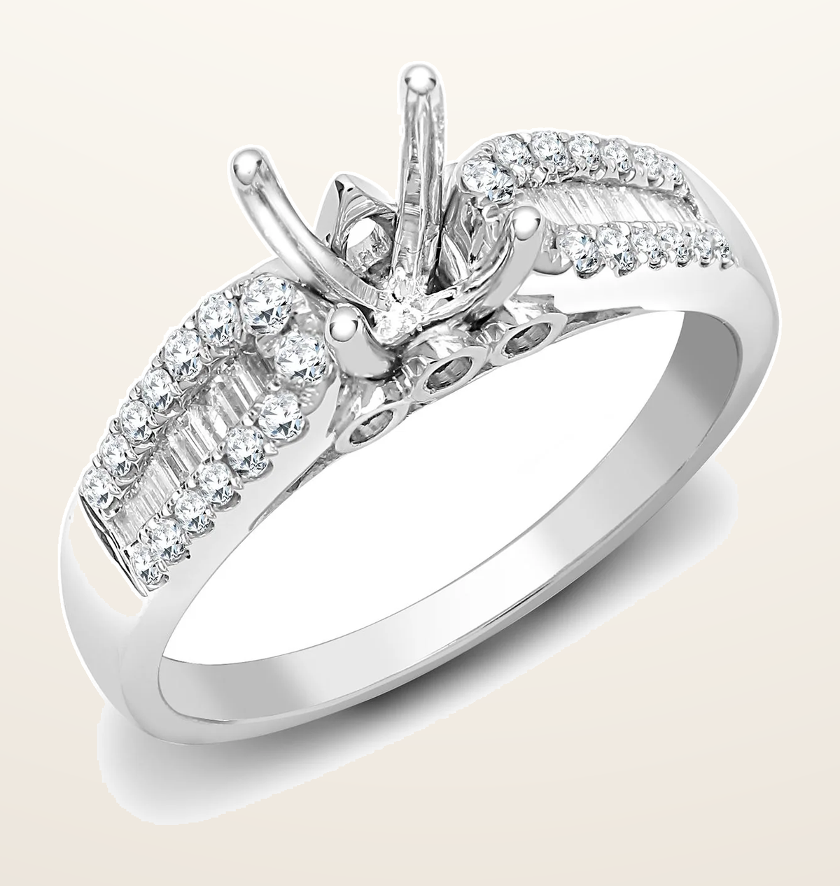 IT_ROLE:detail_crop | 18ct White Gold 42pt Semi Set Natural Diamond Ring Mount. Fits 1.00ct