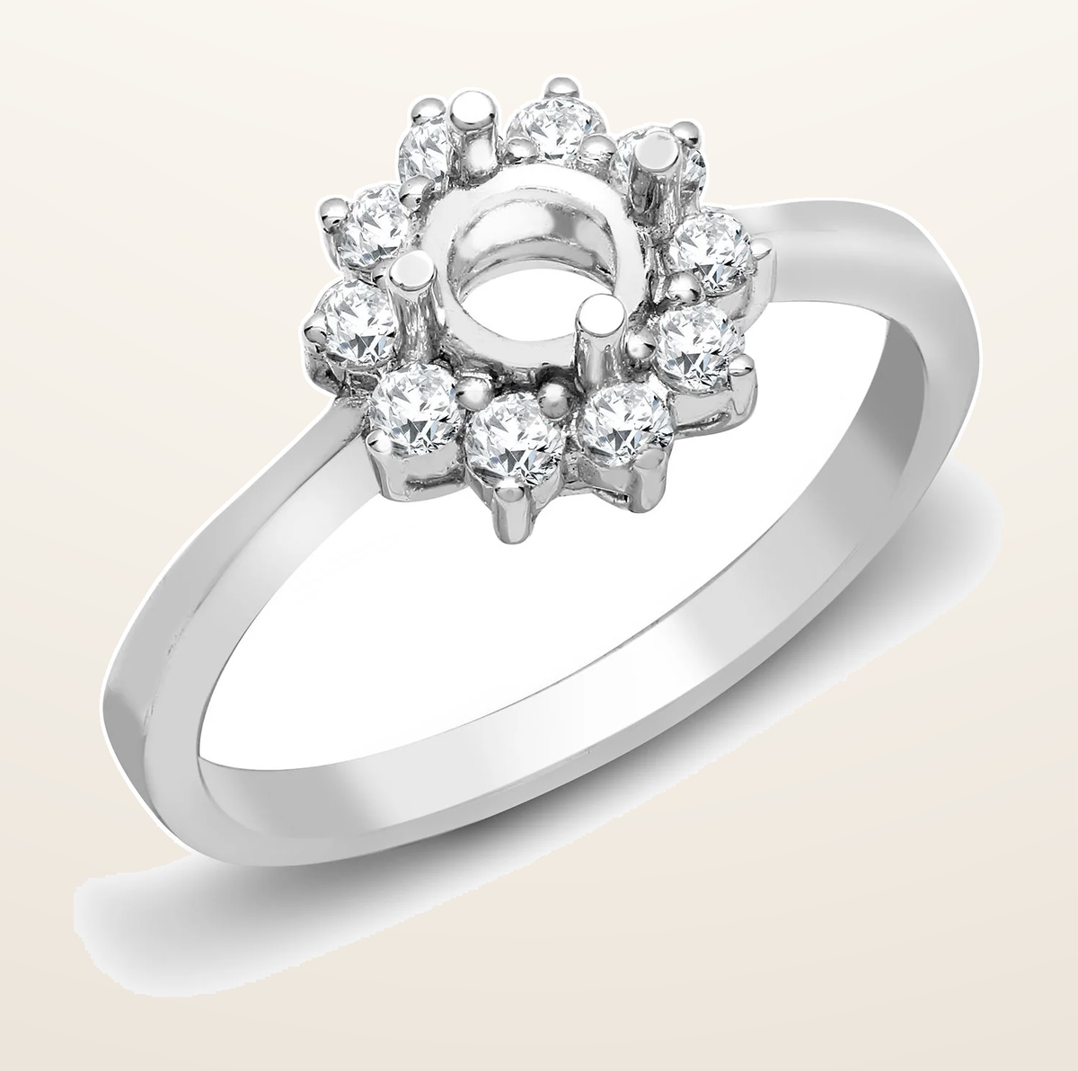 IT_ROLE:detail_crop | 18ct White Gold 40pt Semi Set Natural Diamond Ring Mount. Fits 1.00ct