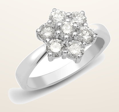 IT_ROLE:detail_crop | 18ct White Gold 50pts 7 Stone Cluster Natural Diamond Ring