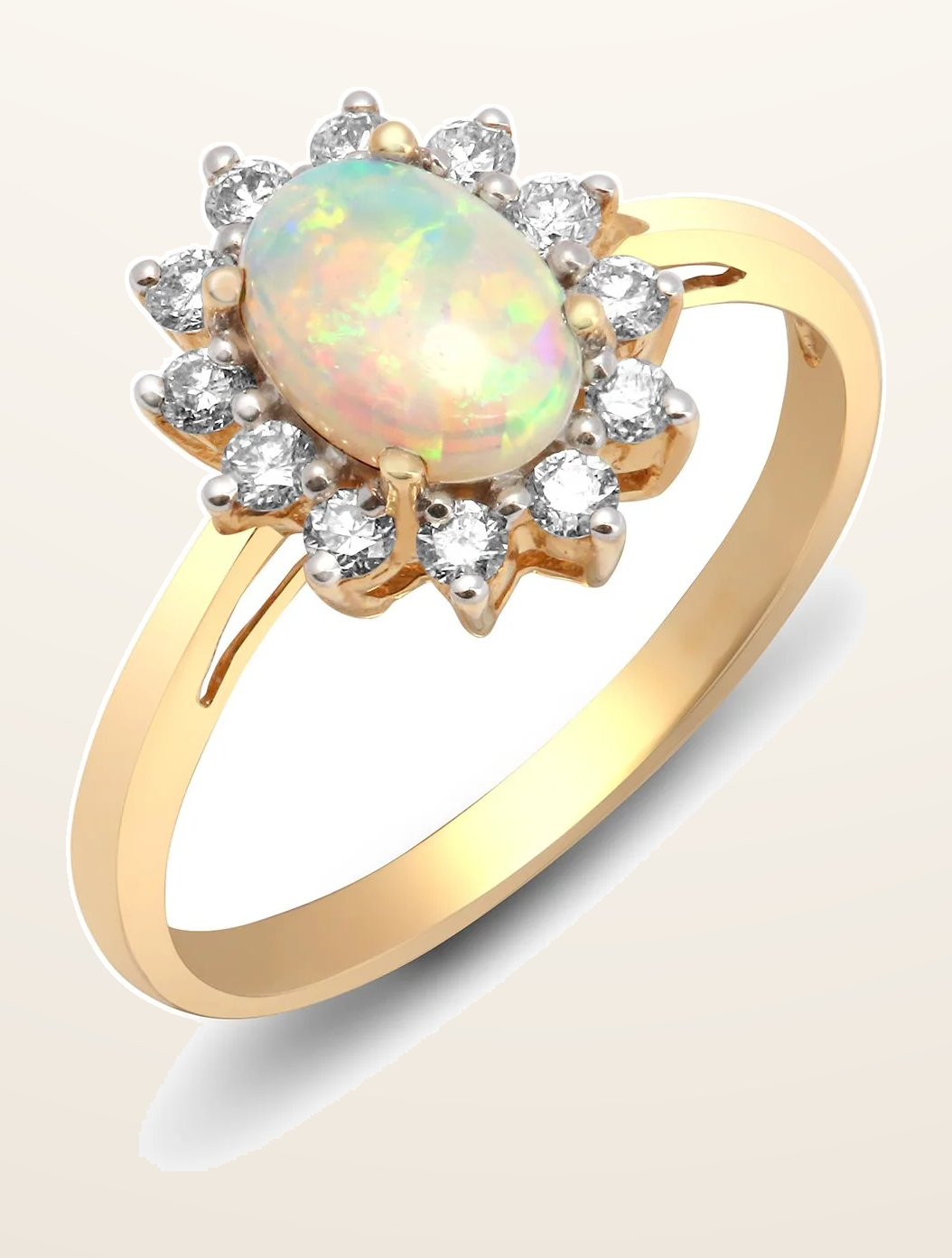 IT_ROLE:detail_crop | 18ct Yellow Gold Natural Diamond And Opal Ring