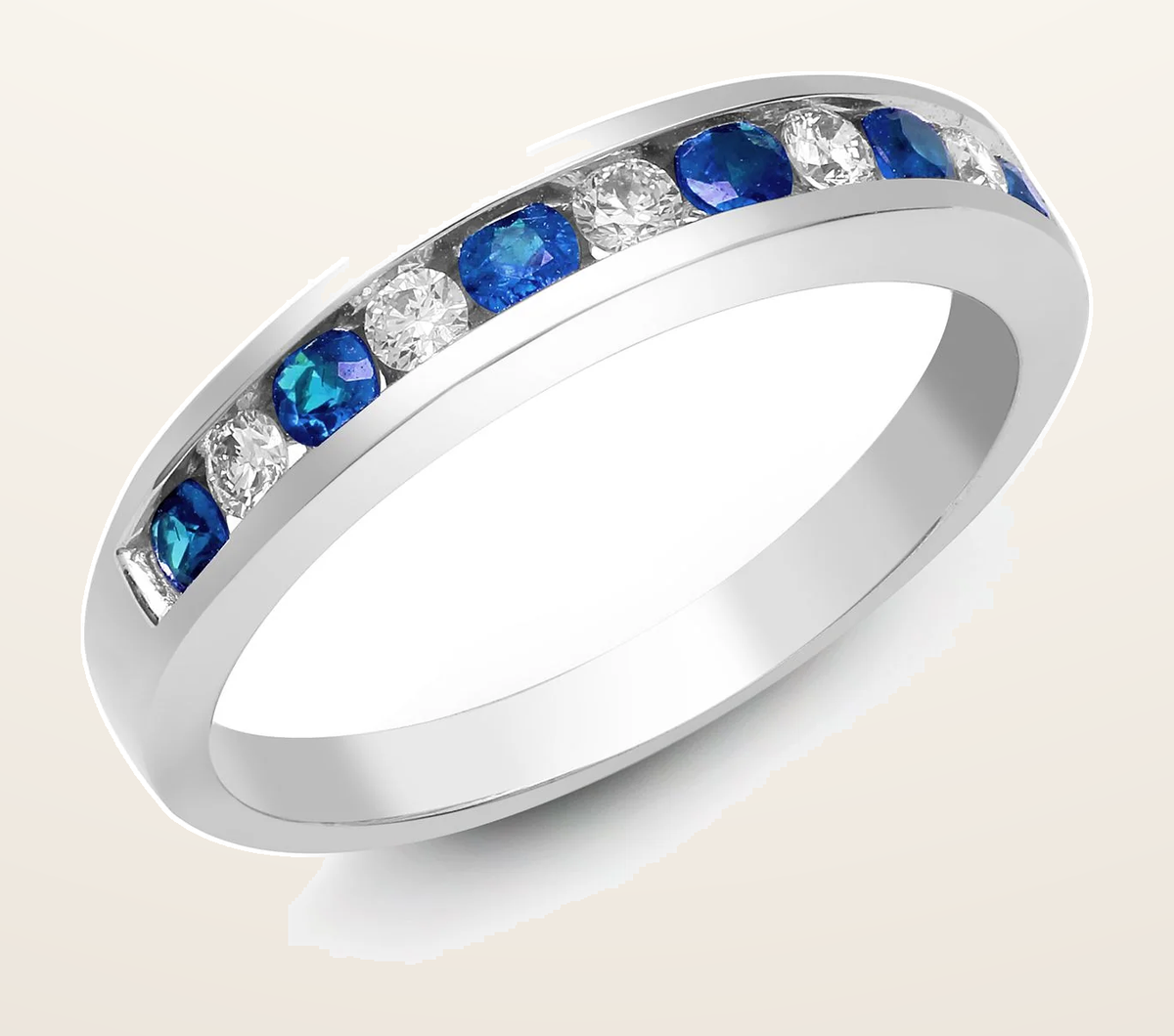IT_ROLE:detail_crop | 18ct White Gold Natural Diamond And Sapphire Channel Set Half Eternity
