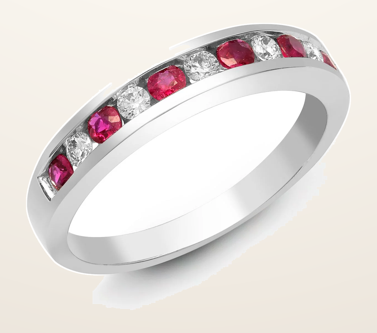 IT_ROLE:detail_crop | 18ct White Gold Natural Diamond And Ruby Channel Set Half Eternity